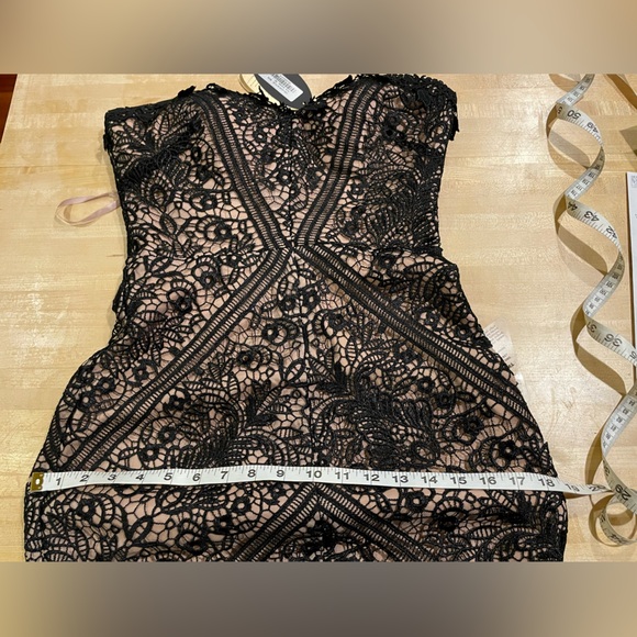 Bariano Lulus Allison Black Nude Lace Strapless evening gown maxi dress bustier - Picture 16 of 16